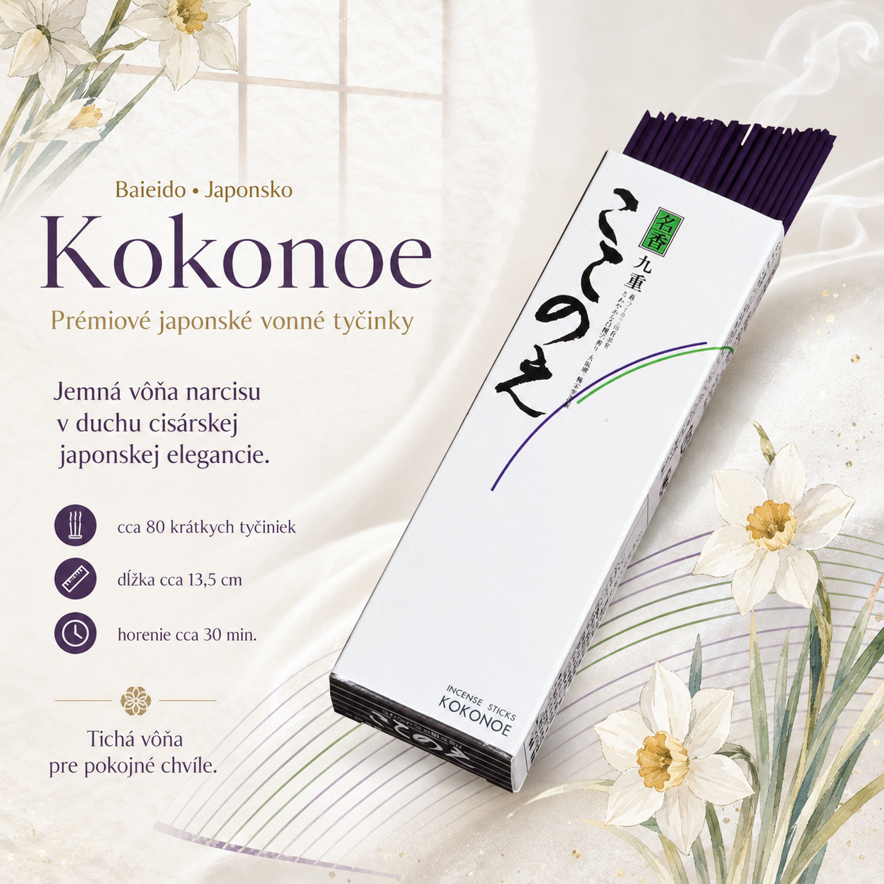 Baieido Kokonoe Incense - japonské vonné tyčinky s narcisom