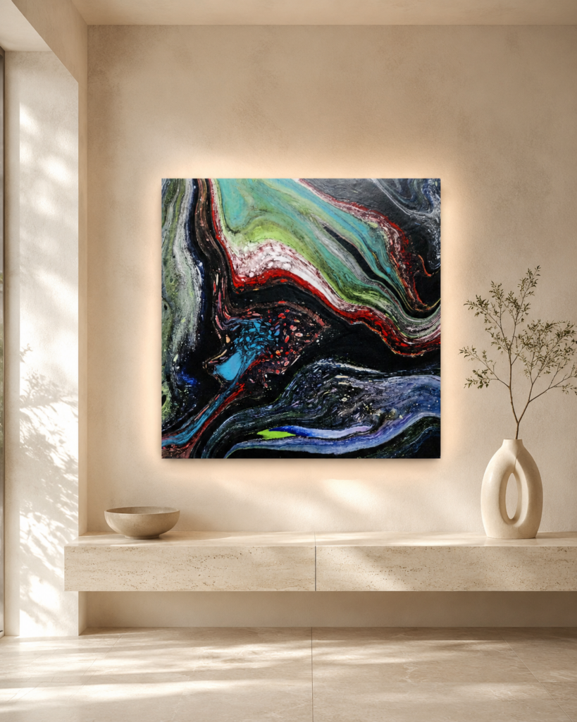 Tichá alchýmia duše - acryl pouring